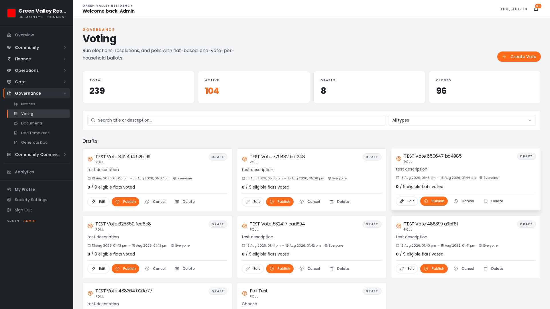 Maintyn governance and voting dashboard